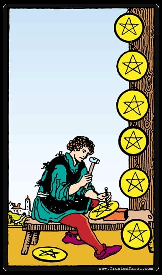 Eight Of Pentacles Card