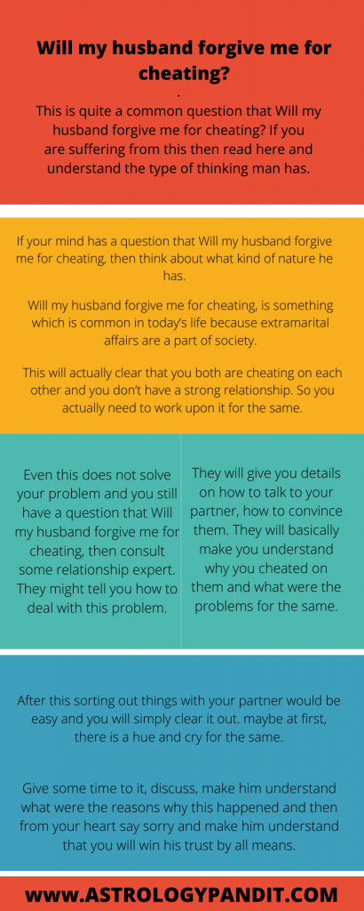 Will my husband forgive me for cheating? infographics