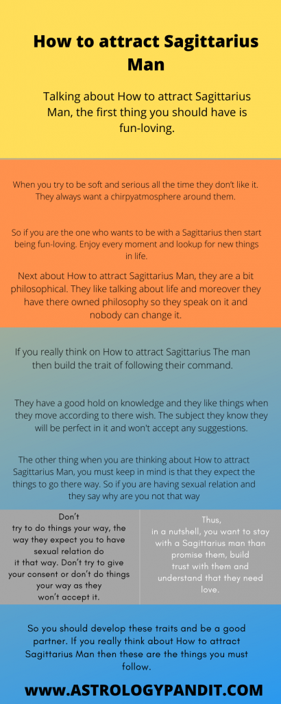 How to attract Sagittarius Man infographic