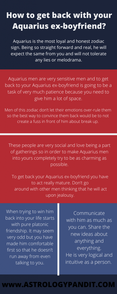 How to get back with your Aquarius ex-boyfriend info graphic