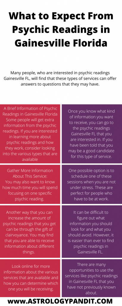 Psychic Readings in Gainesville Florida info graphic