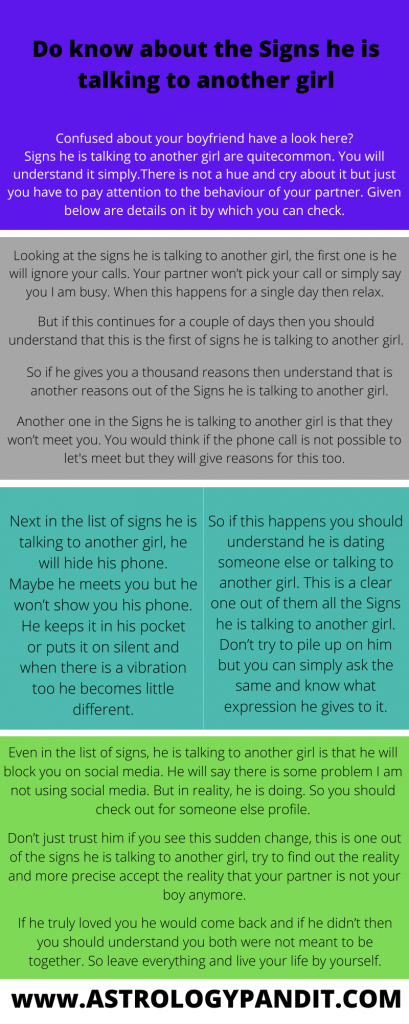 signs he is talking to another girl infographics