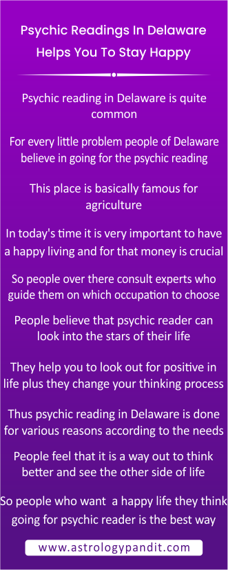Psychic readings in Delaware help you to stay happy info graphic