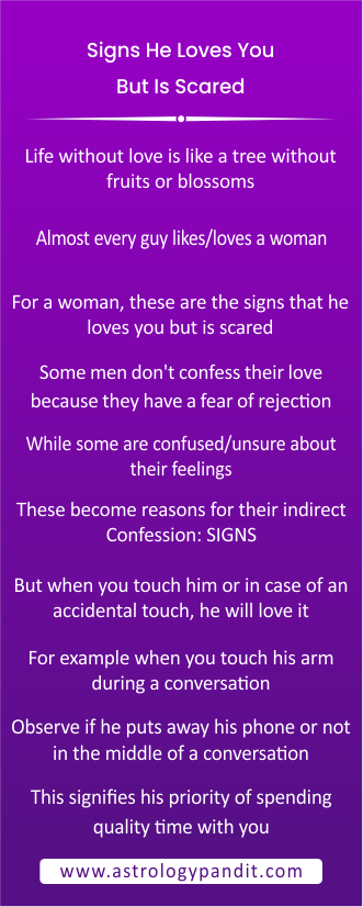 Signs he loves you but is scared info graphic