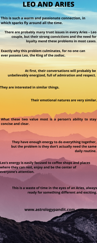 leo man aries woman compatibility infographic