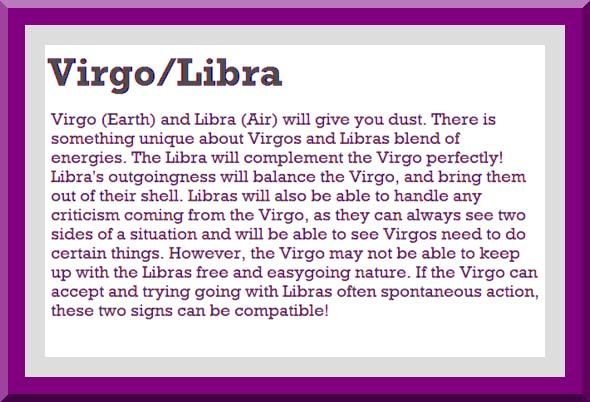 Virgo man Libra woman compatibility in love online