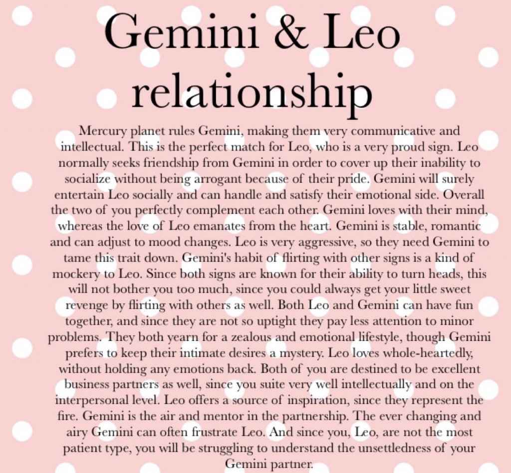 Gemini woman and leo man relationship