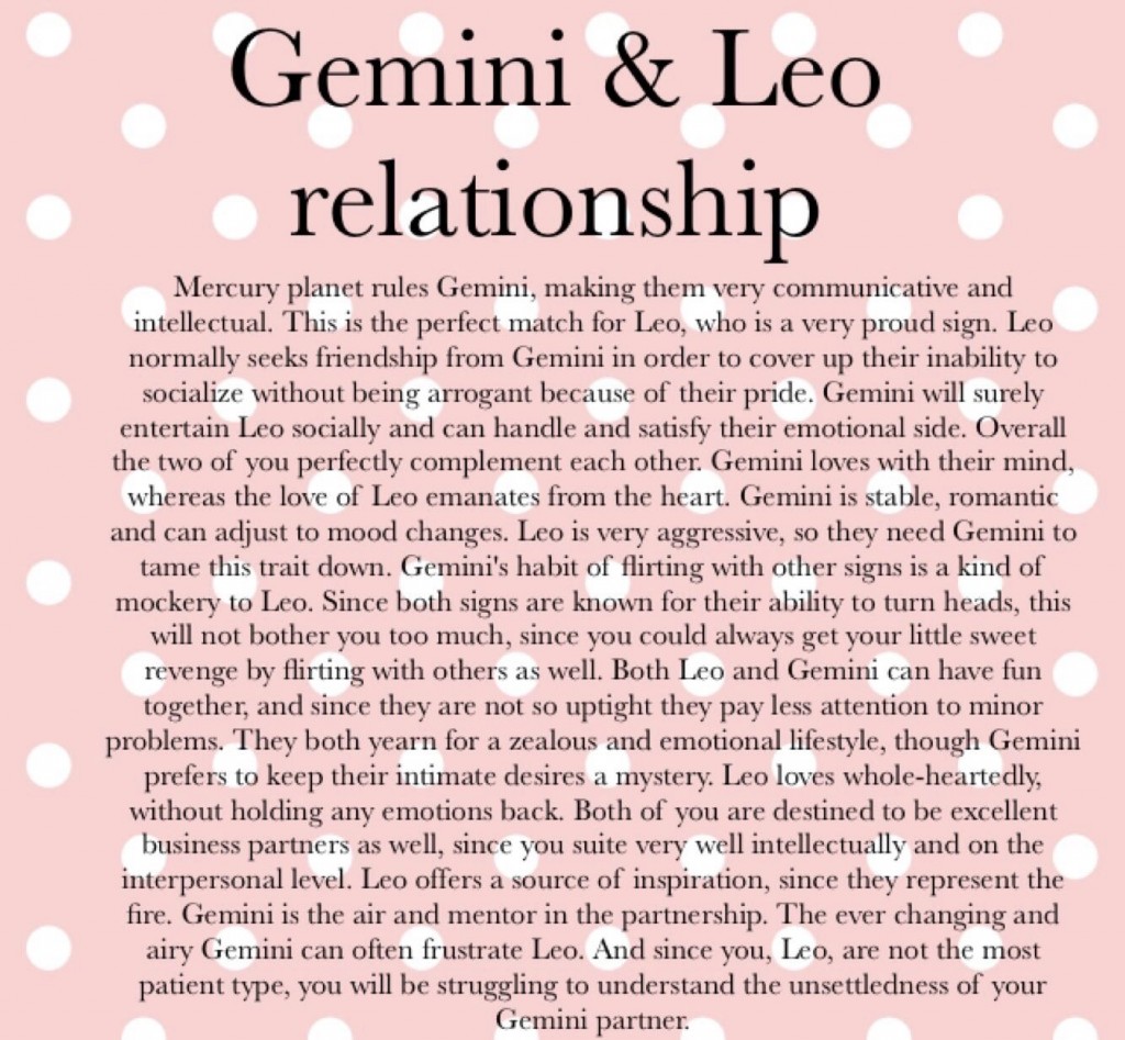 Gemini woman and leo man relationship