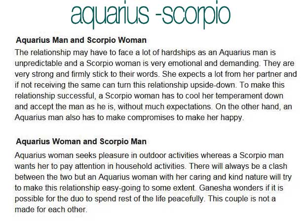 Aquarius man Scorpio woman compatibility in love online